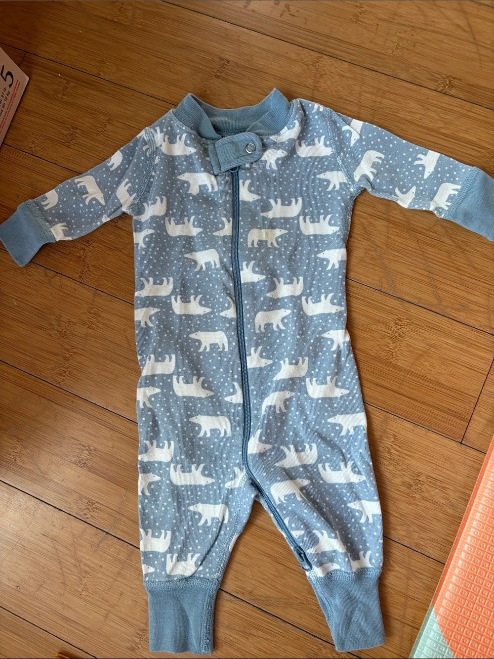 Hanna Anderson Blue Polar Bear Print Baby One-Piece Sleeper